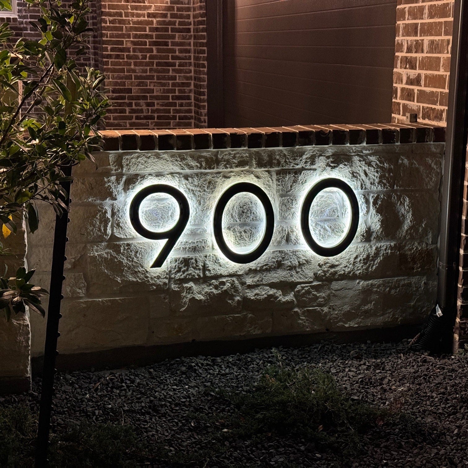 modern solar led lighted backlit house address numbers sign street numbers hardwire plug in dusk to dawn sensor timer landscaping