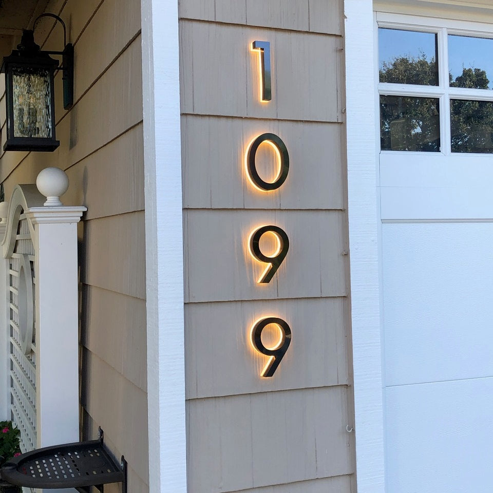 led backlit modern lighted house address numbers illuminated sign