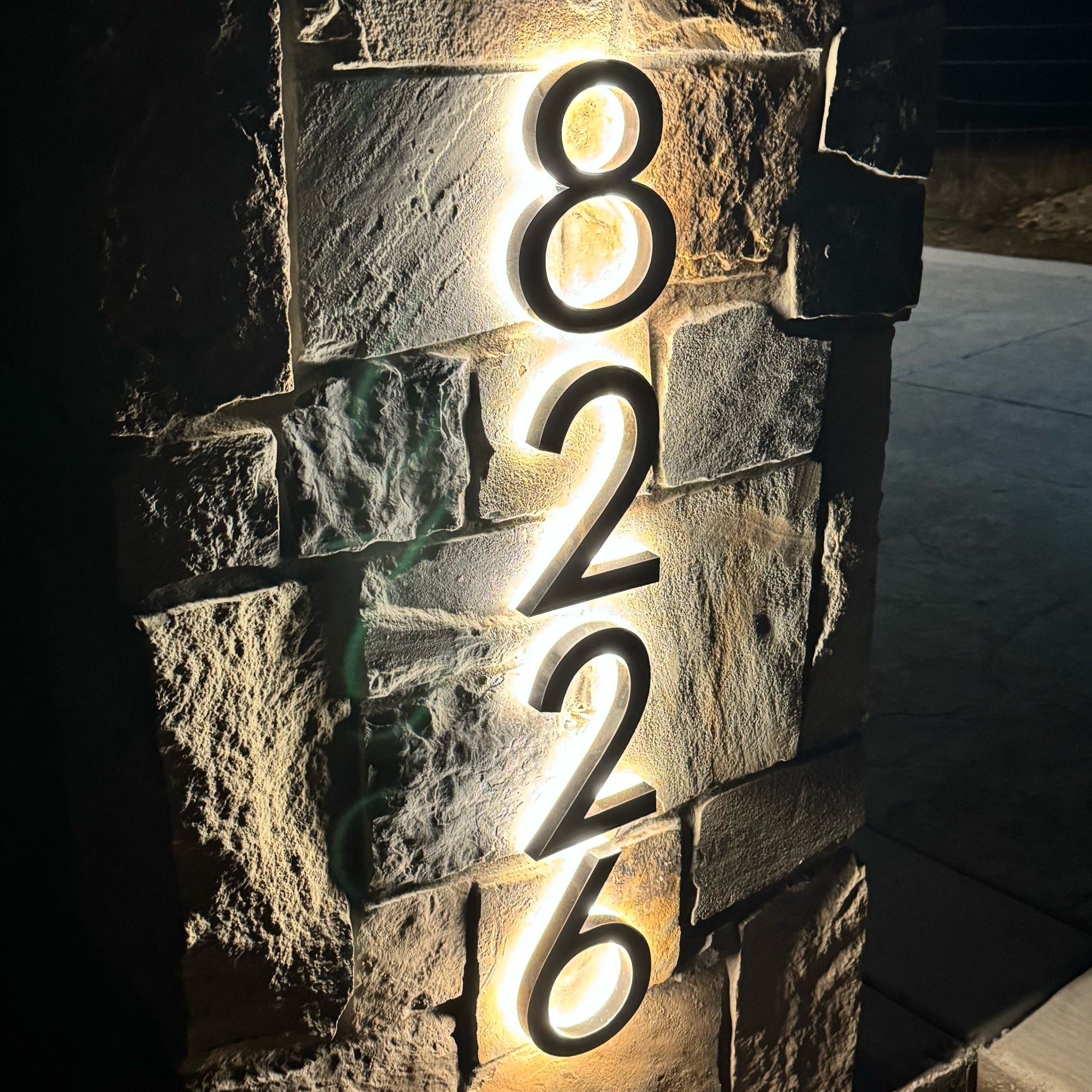 solar led backlit modern lighted house address numbers illuminated sign